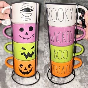 Rae Dunn By Magenta Stacking Mugs (Spooky, Wicked, Boo & Treats)